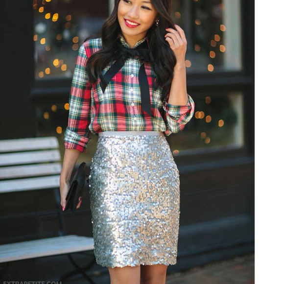 J Crew Collectin Cocktail Silver Sequin Mini Skirt